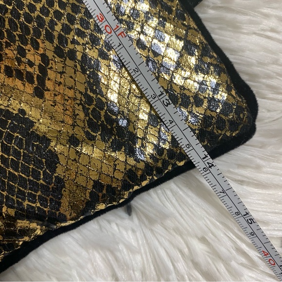 CYNTHIA ROWLEY • Black + Metallic Gold Velvet Snakeskin Decorative Pillow Cover - Picture 7 of 10